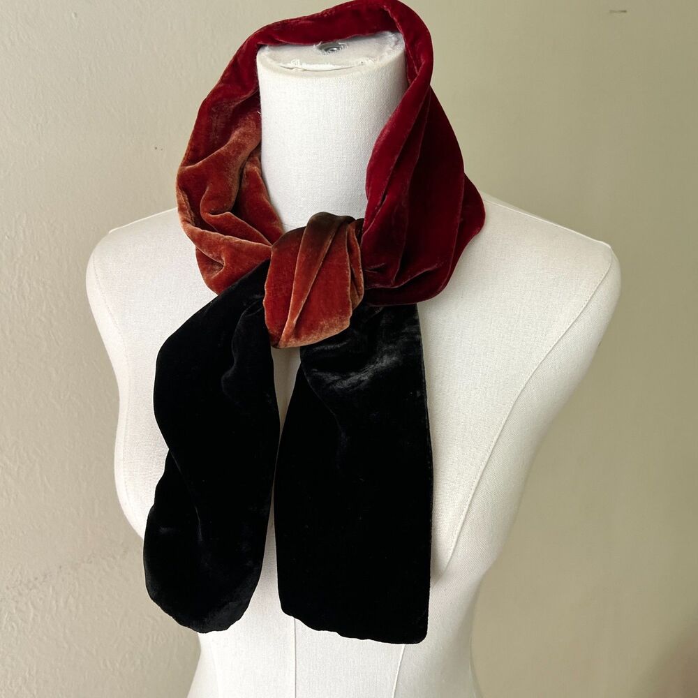 Vintage 90s/Y2K The Limited Velvet Jewel Tone Ombré Scarf Dark Gothic Romance